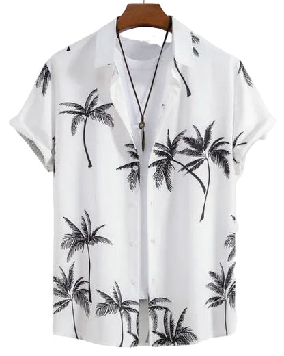 Camicia Uomo a Maniche Corte con Stampa Floreale e Bottoni – Leggera e Comoda