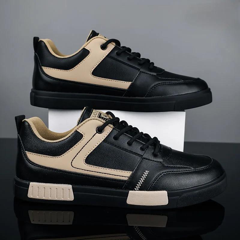 Men's Sneakers with Two-Tone Panels and Elevated Sole