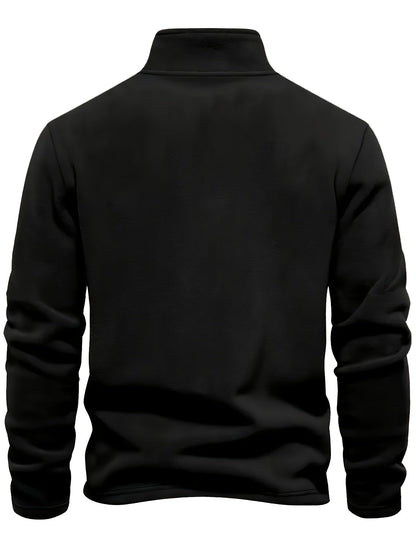 Maglia Uomo con Mezza Zip, Collo Alto e Maniche Lunghe – Comfort Quotidiano Versatile