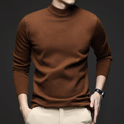 Men's Sweater Pullover with Half Turtleneck and Slim Fit