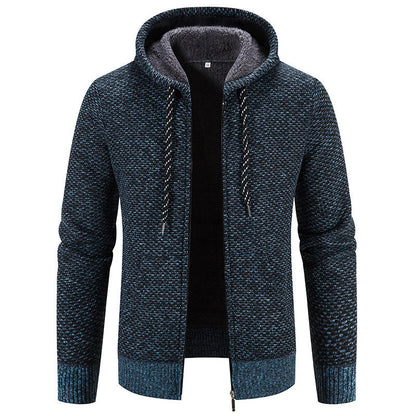 Men's Winter Coat with Hood, Zip Closure, and Drawstring