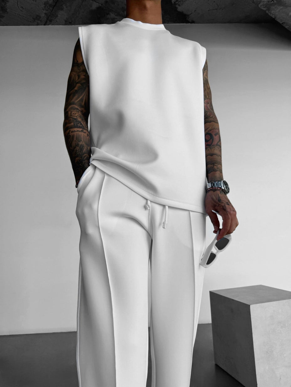 Men's Lounge Set with Sleeveless Top and Tailored Pants