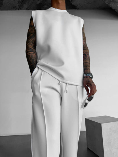 Men's Lounge Set with Sleeveless Top and Tailored Pants