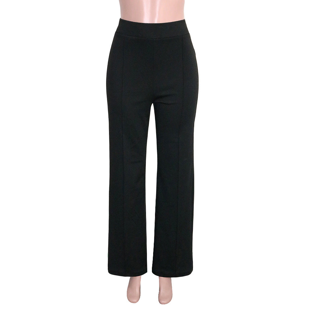 High-Waisted Slim Solid Color Women's Flared Pants
