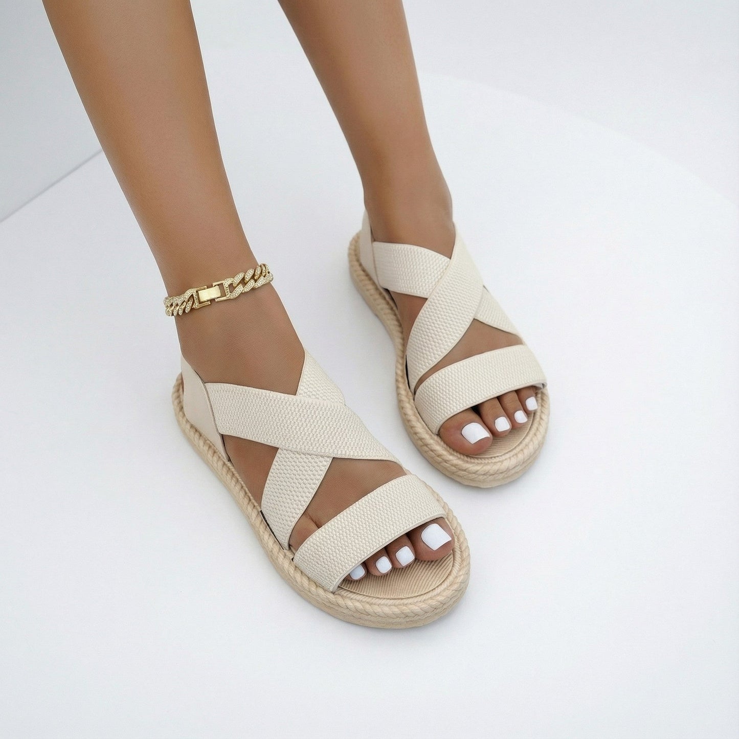 Women's Summer Sandals with Crossed Straps – Soft and Lightweight Sole