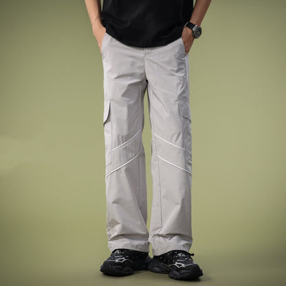 Men's Straight and Wide Cargo Pants with Multiple Pockets – Utility Style