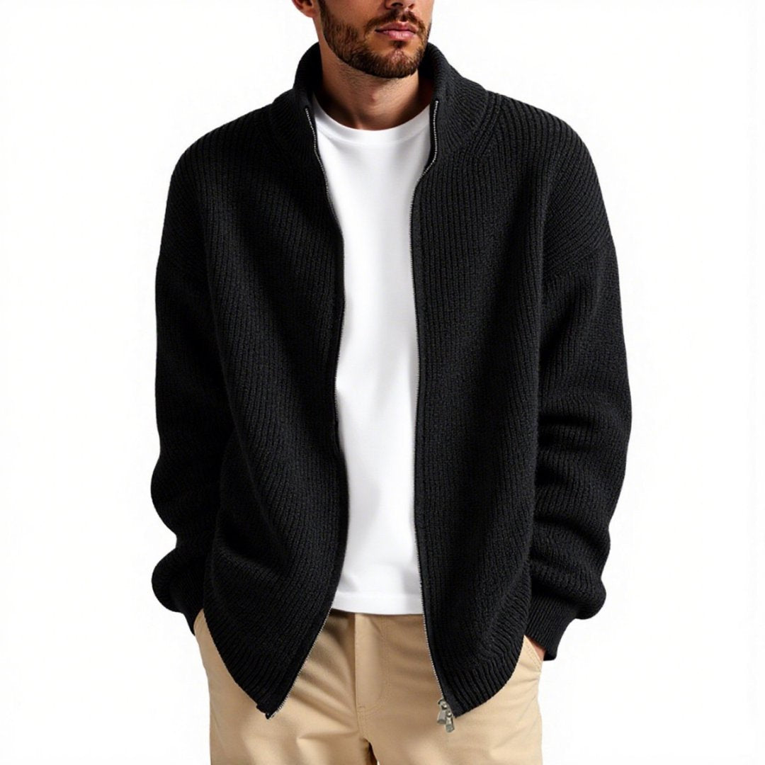 Men's Knit Cardigan with Loose Fit and Front Opening