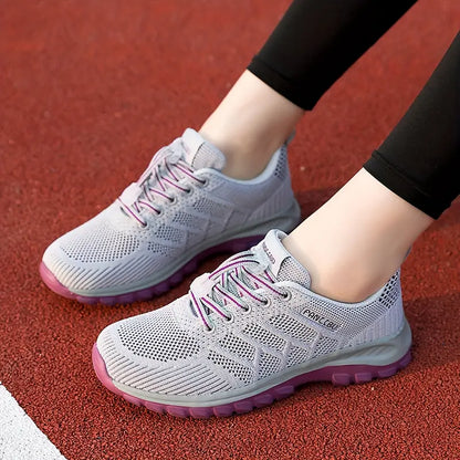 Damesneakers i åndbart mesh med polstret indersål – Støtte til fodens bue