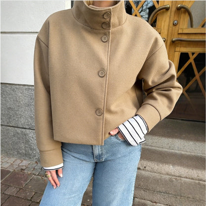 Women's Long-Sleeved Solid-Color Winter Coat