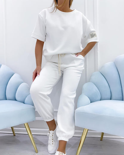 Women's Lounge Set Short Sleeve T-Shirt and Coordinated Pants