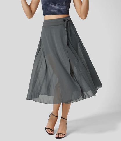 Gonna Midi Donna 2-in-1 con Tasca Laterale Nascosta e Vita Elasticizzata