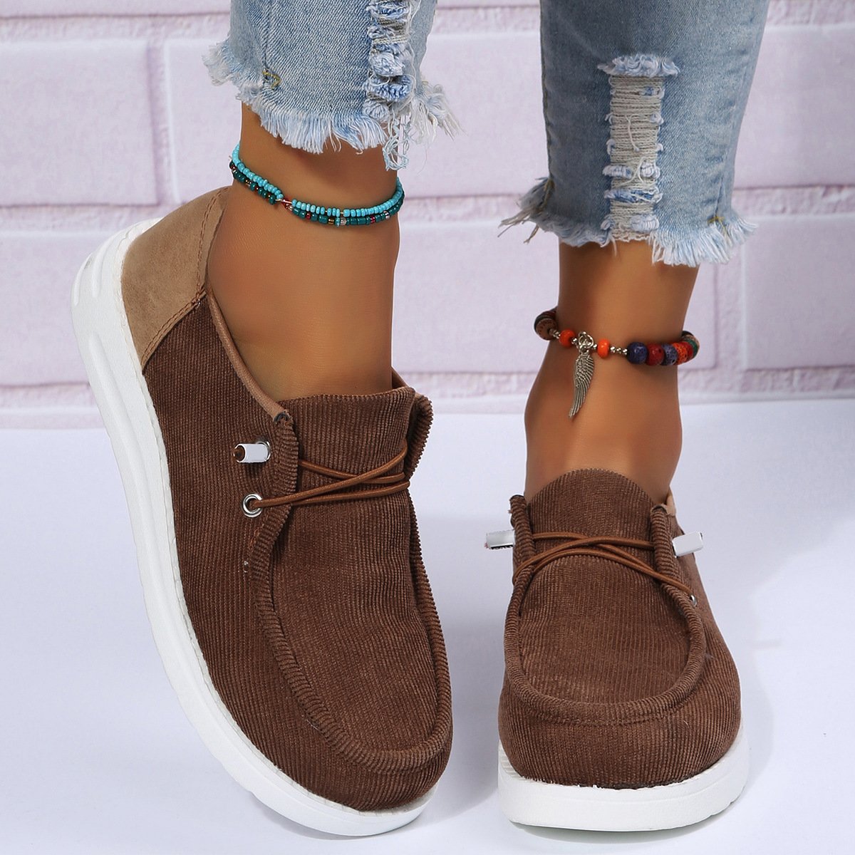 Women's Walking Flats with Elastic Band – Round Toe