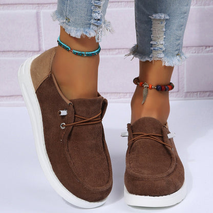 Women's Walking Flats with Elastic Band – Round Toe