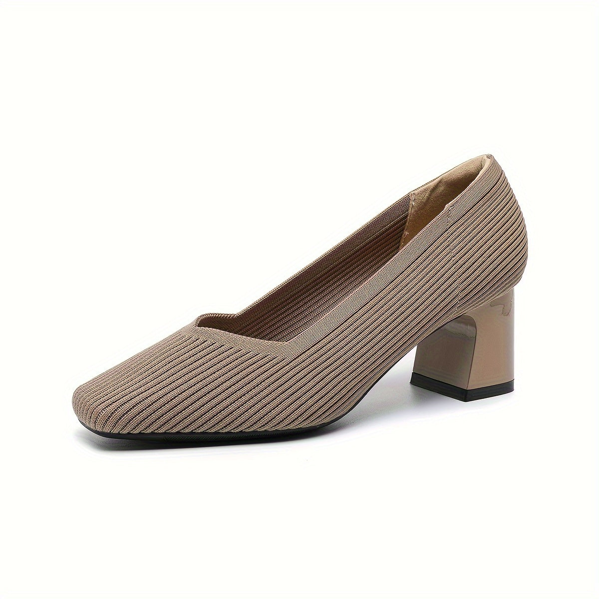Women's Low-Cut Shoes with Wide Heel, Stretch Upper, and Padded Insole