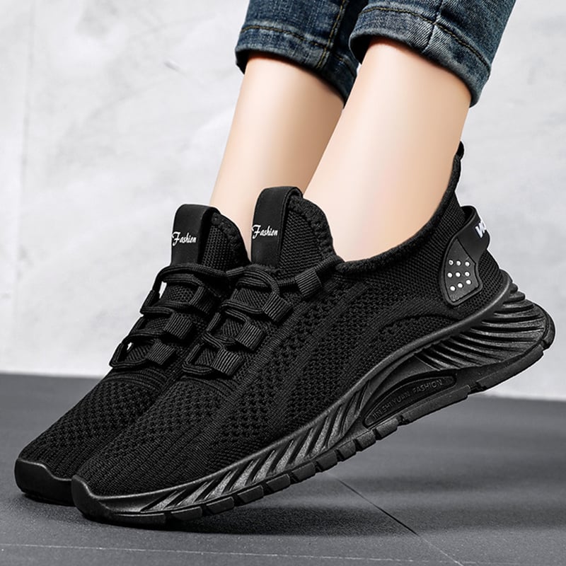 Løbesneakers til kvinder med snørebånd – åndbart mesh og PVC-sål