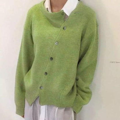 Maglione Donna Incrociato con Bottoni Asimmetrici e Maniche Lunghe – Stile Quotidiano
