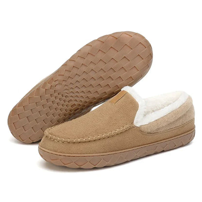 Men's Autumn Slip-On Moccasins Rounded Toe Plush Lining EVA Non-Slip Sole – Comfortable Shoes