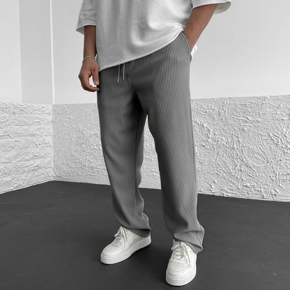 Pantaloni Uomo in Maglia a Coste con Vestibilità Comoda e Vita Regolabile – Design Versatile