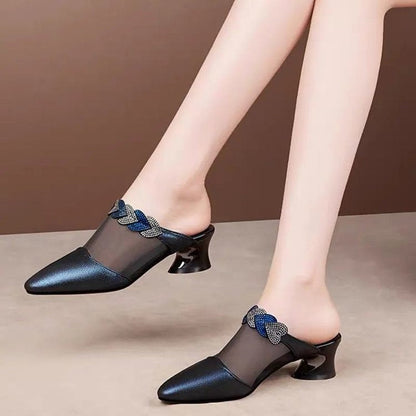 Women's Slippers with Pointed Toe, Mesh Upper, and Slip-On Design – Casual Slippers