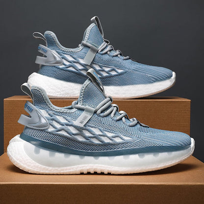 Men's Running Shoes with Laces, Thick Sole, and Round Toe