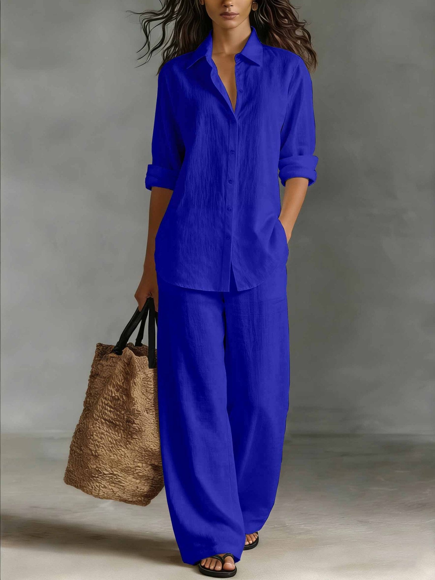 Completo Donna Due Pezzi con Top a Maniche Lunghe e Pantaloni a Gamba Dritta – Completo Casual Quotidiano
