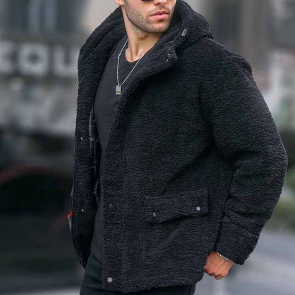Men's Winter Coat with Hood and Patch Pockets