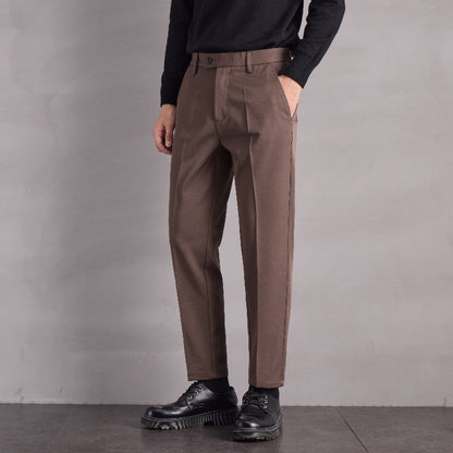 Pantaloni Uomo Dritti Vita Media con Cerniera e Microelasticità – Stile Versatile