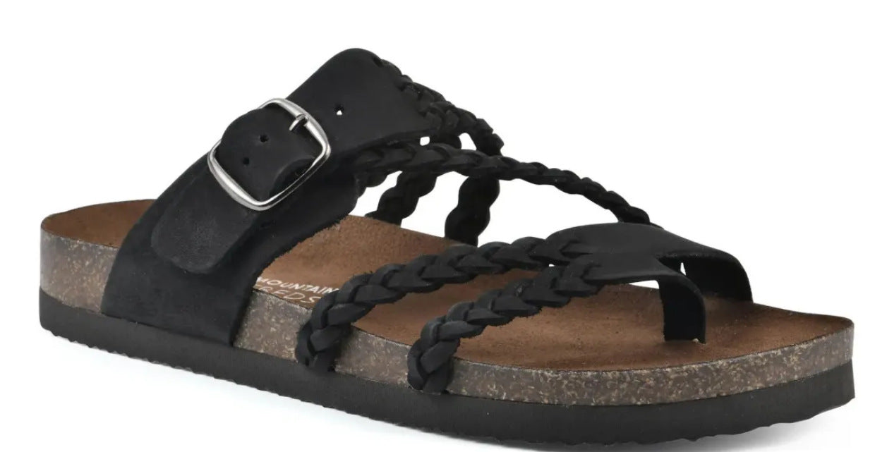 Damesandaler Bassi Slip-On med fletremme og perforeret design