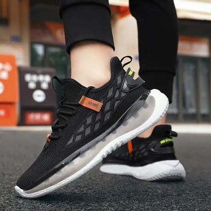 Men's Running Shoes with Laces, Thick Sole, and Round Toe