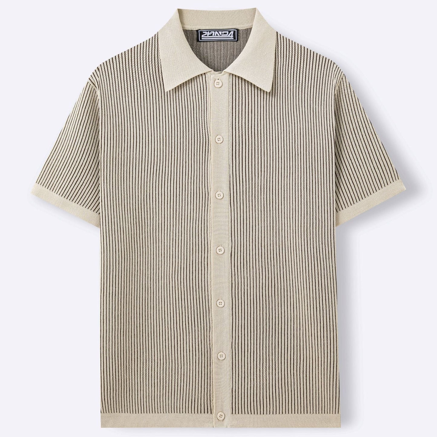 Polo Uomo in Maglia a Maniche Corte con Righe Verticali – Vestibilità Aderente