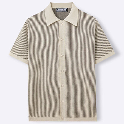 Polo Uomo in Maglia a Maniche Corte con Righe Verticali – Vestibilità Aderente