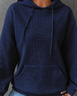 Dame Trøje med Hætte, Lange Ærmer og Ensfarvet