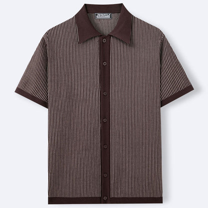 Polo Uomo in Maglia a Maniche Corte con Righe Verticali – Vestibilità Aderente