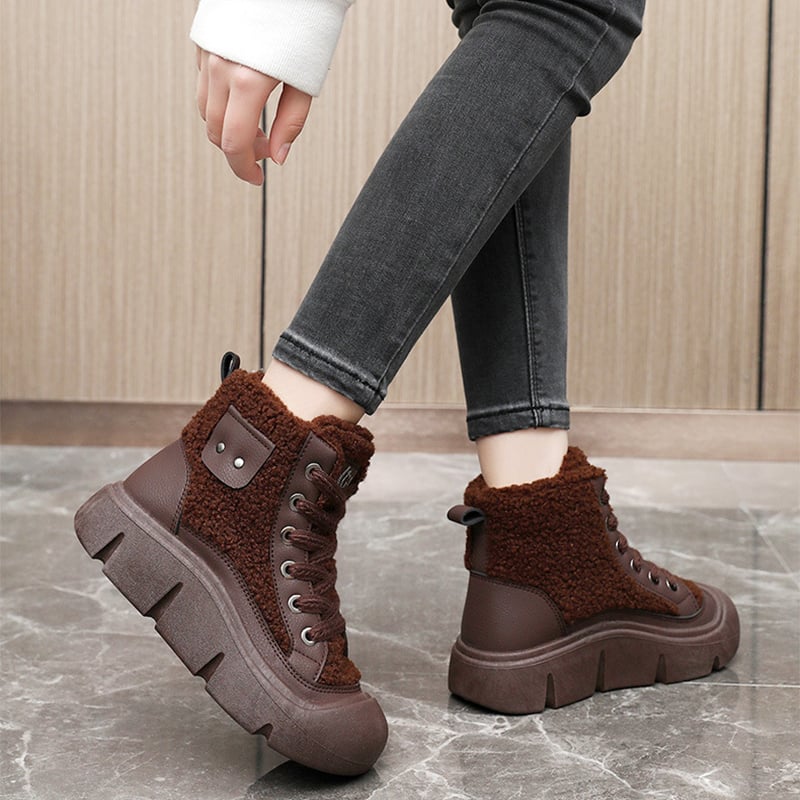 Sneakers Donna Invernali Alte con Lacci – Suola in Gomma Antiscivolo