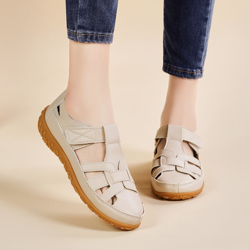 Sandali Donna Retrò con Chiusura a Strappo, Punta Tonda e Suola Morbida – Sandali Casual