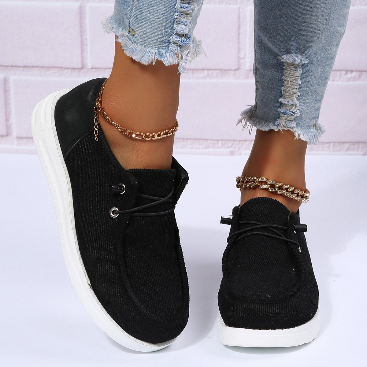 Women's Walking Flats with Elastic Band – Round Toe