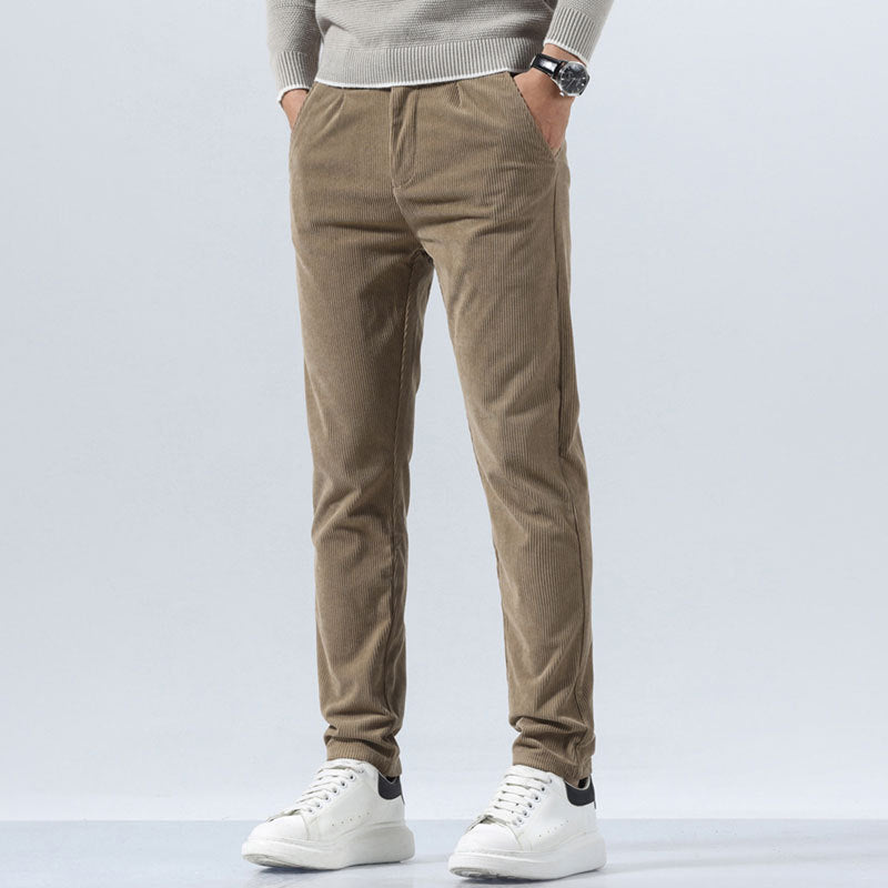 Pantaloni Uomo Dritti Slim Fit Vita Media – Design Strutturato – Velluto Style