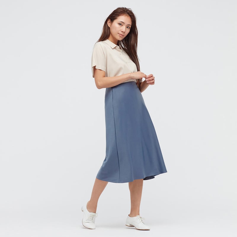 Women's Mid-Length A-line Skirt with Textured Design