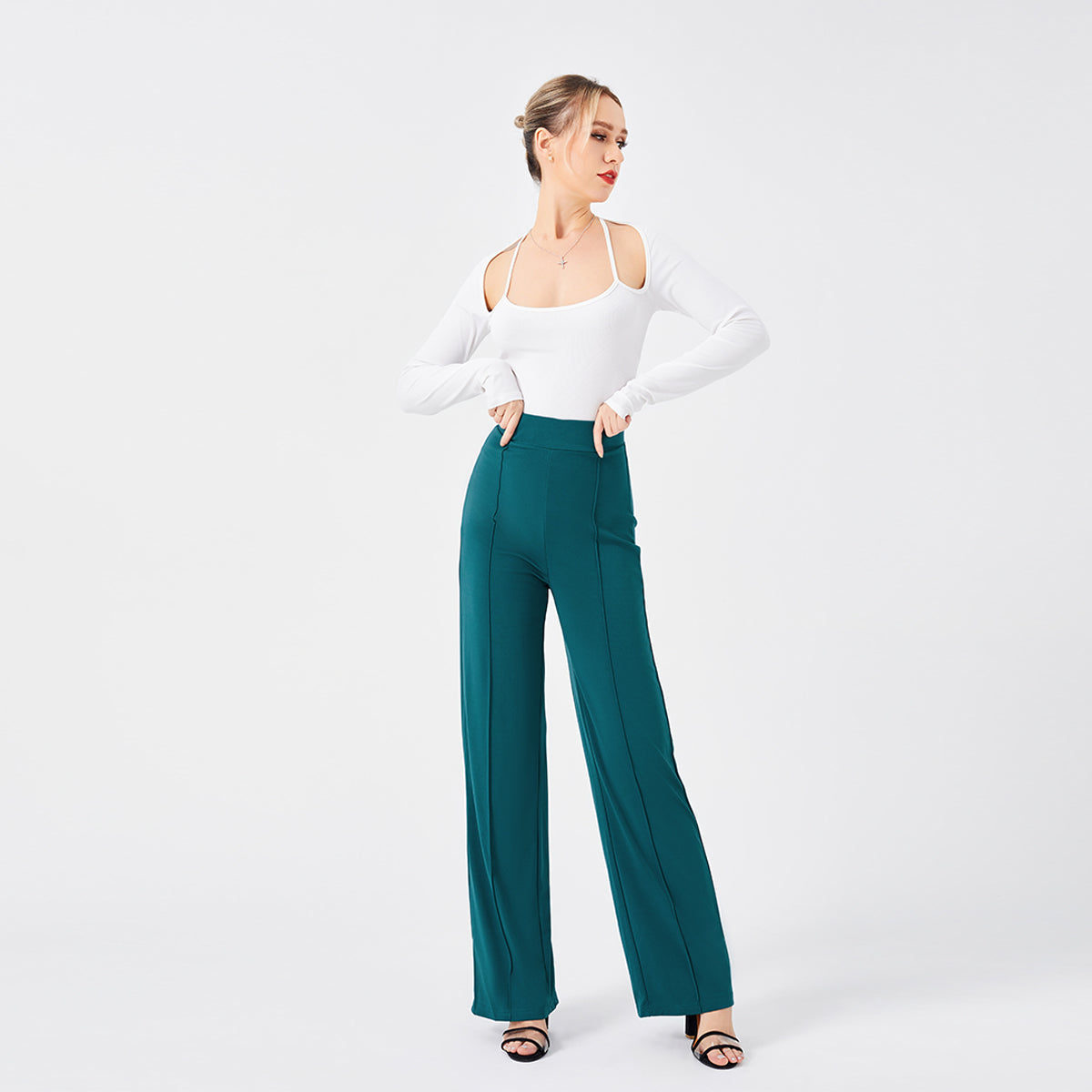 High-Waisted Slim Solid Color Women's Flared Pants
