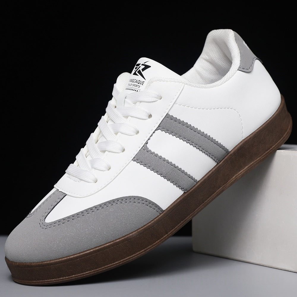 Sneakers Basse Da Uomo In Stile Retrò Con Strisce A Contrasto, Inserti Effetto Scamosciato E Suola Piatta.
