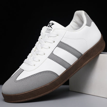 Sneakers Basse Da Uomo In Stile Retrò Con Strisce A Contrasto, Inserti Effetto Scamosciato E Suola Piatta.