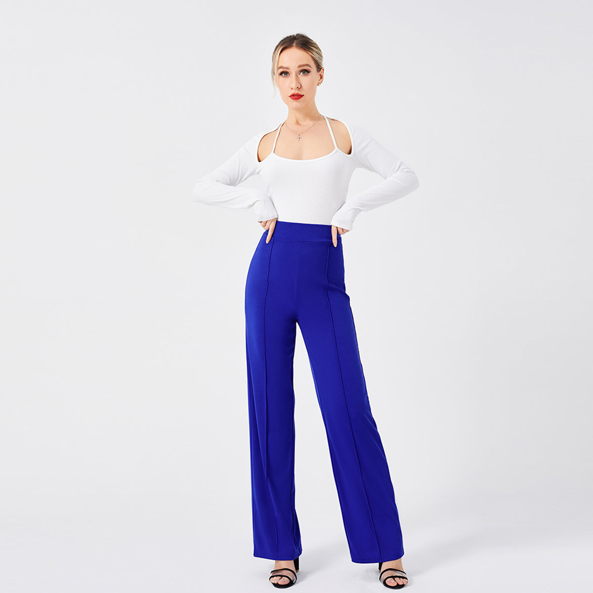 High-Waisted Slim Solid Color Women's Flared Pants
