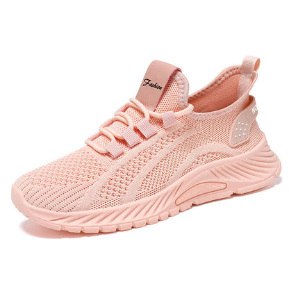 Løbesneakers til kvinder med snørebånd – åndbart mesh og PVC-sål