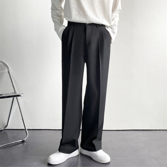 Men's Slim Fit Tailored Trousers – Structured Cut with Front Pleats