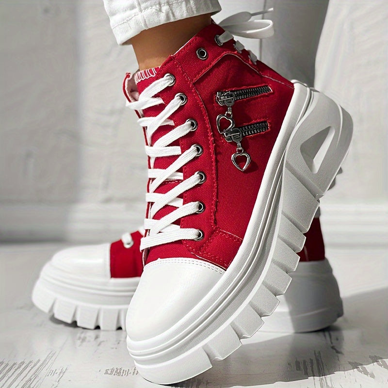 Women's Sneakers with Platform and Chunky Sole with Side Zip Details