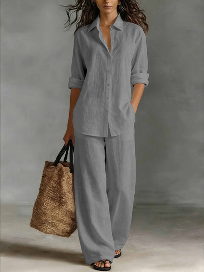 Completo Donna Due Pezzi con Top a Maniche Lunghe e Pantaloni a Gamba Dritta – Completo Casual Quotidiano