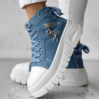 Women's Sneakers with Platform and Chunky Sole with Side Zip Details