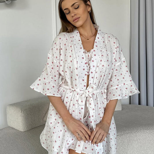 Women's Pajamas with Long Sleeve Tube Top and Coordinated Shorts – All-Season Relaxation Set