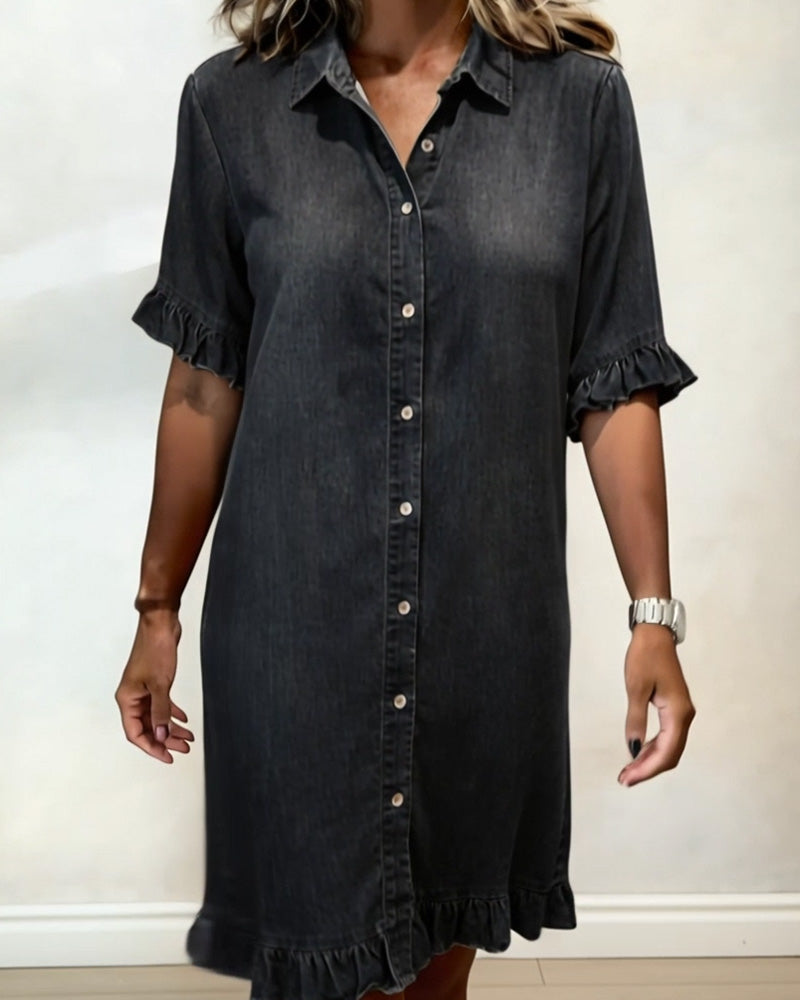 Women's Dress with Front Buttons and Comfortable Fit – Denim Style