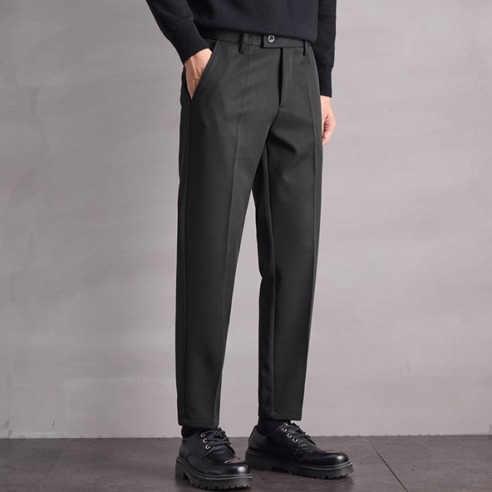 Pantaloni Uomo Dritti Vita Media con Cerniera e Microelasticità – Stile Versatile